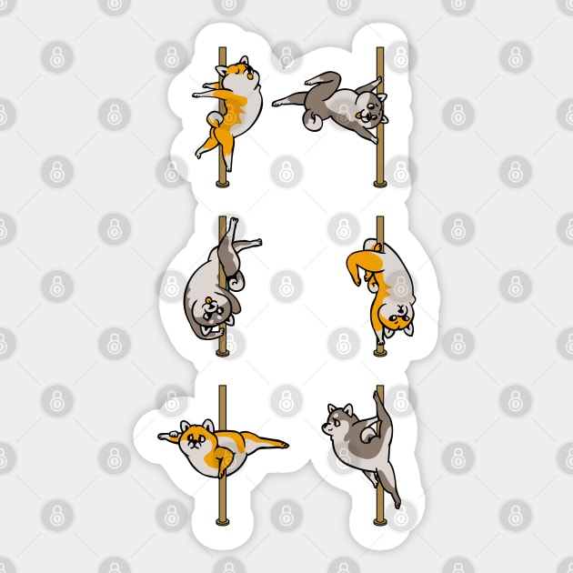 Shiba Inu Pole Dancing Club Sticker by huebucket